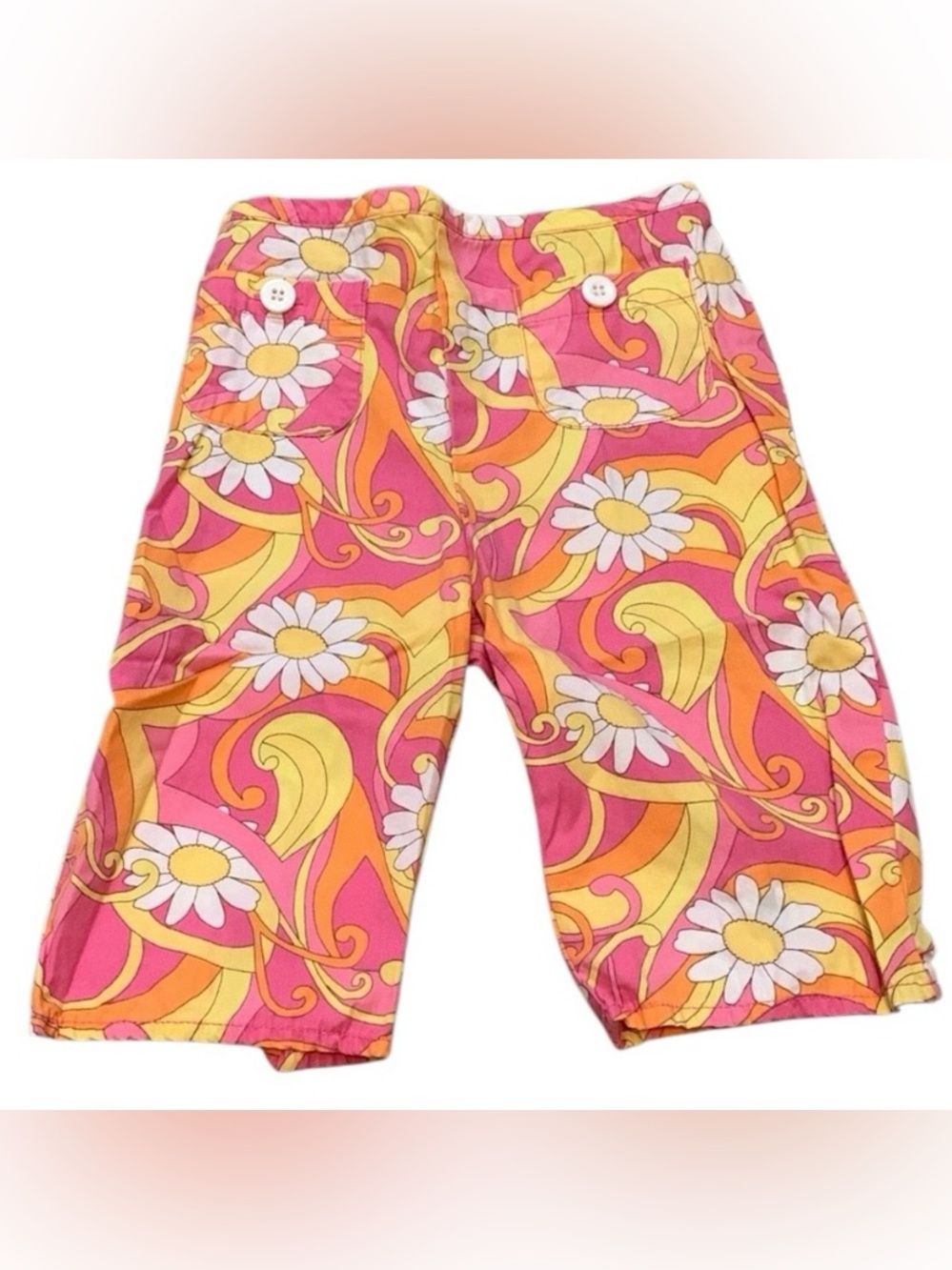 Vintage Gymboree Sunshine Daydreams Daisy Floral Capri Pants Size 2T Pink